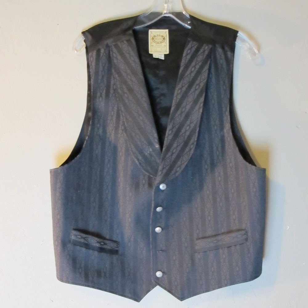 Wah Maker Black stripe Western cowboy  lined Vest L
